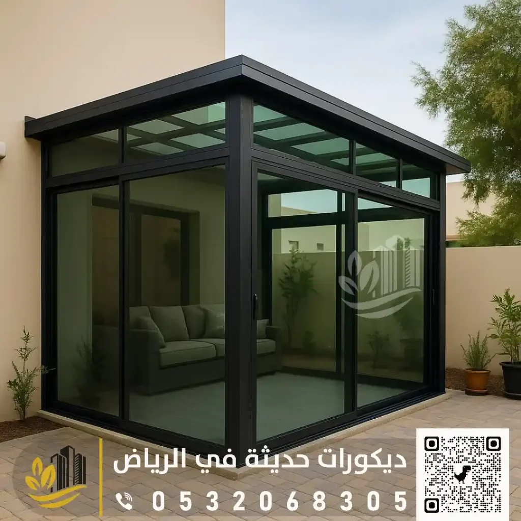تركيب زجاج لغرف السطوح في حي العقيق في شمال الرياض